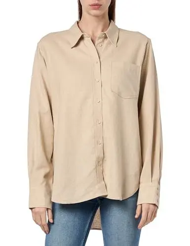 Produktbild: Y.A.S Damen YASFLAXY LS Linen Shirt NOOS Langarmbluse, Birch, M