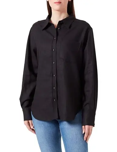 Produktbild: Y.A.S Damen YASFLAXY LS Linen Shirt NOOS Langarmbluse, Black, Large