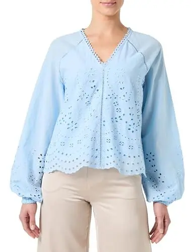 Produktbild: Y.A.S Damen YASLUMA LS V-Neck TOP S. NOOS Langarmbluse, Clear Sky, XXL