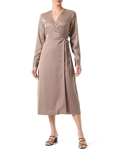 Produktbild: Y.A.S Damen YASPELLA LS WRAP MIDI Dress S. NOOS Wickelkleid, Fungi, L
