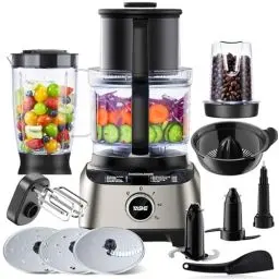 Produktbild: YASHE 11 in 1 Küchenmaschine, 1300W Multifunktionale Food Processor - 2,5 L Rührschüssel & 1,5 L Mixgefäß, Upgrade Schneidescheibe, Zitruspresse, Knetmaschine, Mahlwerk, Schneebesen, Zerkleinerer