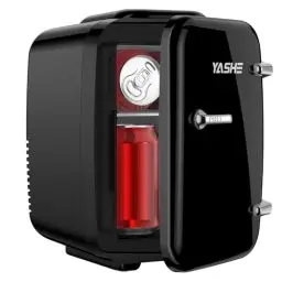 Produktbild: YASHE Mini Kühlschrank, 4 Liter Mini-Kühlschränke für Kosmetik, Getränke, 220V AC/ 12V DC Thermoelektrische Kühlung und Erwärmung, Kleiner Kühlschrank für Schlafzimmer, Büro, Wohnheim, Auto (Schwarz)