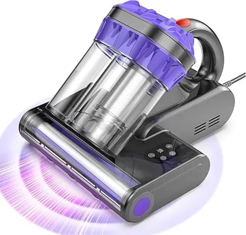 Produktbild: Yassol Milbensauger, Milbenstaubsauger mit UV-Licht & Heißluft für Matratzen, 16Kpa Saugkraft/99,9% Allergen-Entfernung/550W Doppeltasse Handstaubsauger für Matratzen, Sofa, Teppiche, Kinderbett