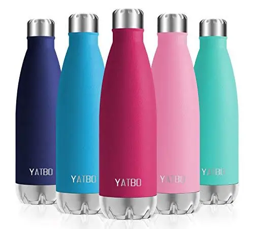 Produktbild: YATBO Vakuum Edelstahl Trinkflasche, Sport Wasserflasche - Ideale Isolierte Thermosflasche, Auslaufsicher, Kohlensäure geeignet, Isolierflasche für Kinder, Schule, Fahrrad, Laufen, Rosenrot