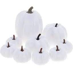 Produktbild: Yatinkim 9 Stück Weiß Faux Samt Kürbisse Halloween Stoff Kürbis Dekoration Handgemachte Fall Mantel Dekor Tisch Herzstück Erntedankfest Herbsternte