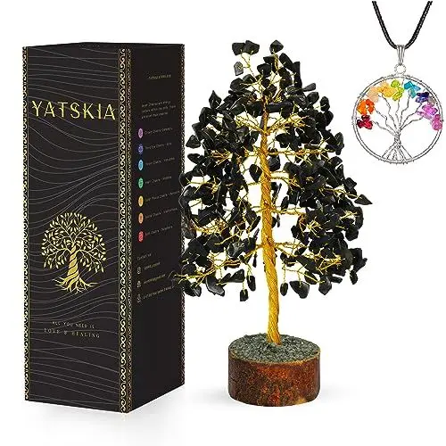Produktbild: YATSKIA Schwarzer Turmalin Lebensbaum - Kristalle Und Edelsteine - Geldbaum - Kristallheilstein - Bonsaibaum - Feng Shui Dekor - Chakrastein - Spirituelle Gaben