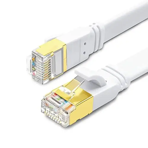 Produktbild: Yauhody CAT 8 LAN Kabel 10meter Netzwerkkabel Flach 40Gbps 2000MHz SFTP Ethernet Kabel Gigabit Patchkabel Internet Kable RJ45 für PS5, PC, Switches, Gaming, Router, Modem (Weiß)