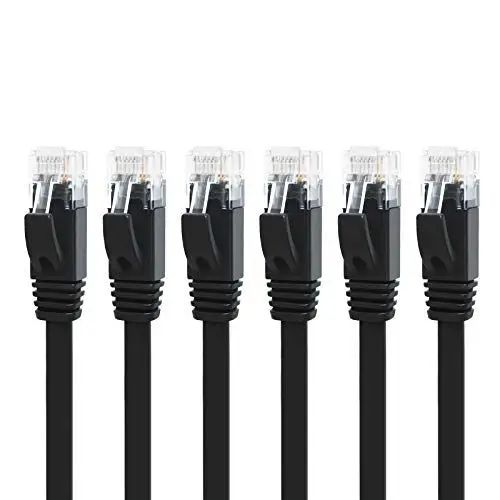 Produktbild: Yauhody Lan Kabel 1m Cat 6 Netzwerkkabel Flach, 6Stück-1000Mbit/s Ethernet Kabel RJ45 Patchkabel Gigabit Internet kabel 1m für PS5 TV Modem Switch Laptop, Schneller als Cat5/Cat5e (Schwarz)