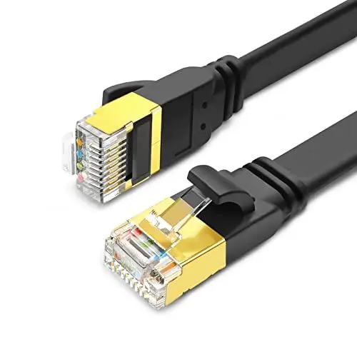 Produktbild: Yauhody Lan Kabel 8M Cat 8, 40Gbps Netzwerkkabel Flach Ethernet Kabel 2000MHz Patchkabel Gigabit S/FTP Internet Kabel RJ45 für PS5, Router, TV, Modem, PC, Switch, POE (Schwarz)