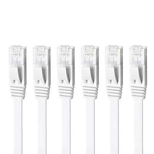 Produktbild: Yauhody Cat 6 Lan Kabel 1m 6stück, Flache Netzwerkkabel CAT6 1000Mbit/s Patchkabel High Speed Ethernet Kabel RJ45 für Gigabit Internet, Modem, Router, PC, PS5, TV (Weiß)