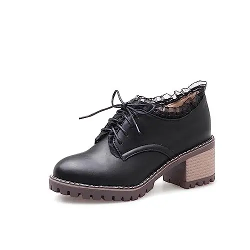 Produktbild: Yawors Damen DC549 Pumps mit Blockabsatz Niedrig Borte Schleife Blockabsatz Schwarz - 35 EU