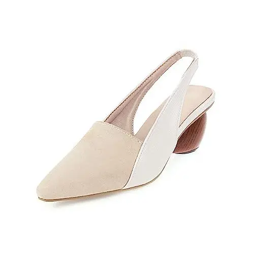 Produktbild: Yawors Damen DC712 Pumps mit Trichterabsatz Niedrig Profilierte Absatz Gummiband Schlange Stripe Weiß - 35 EU