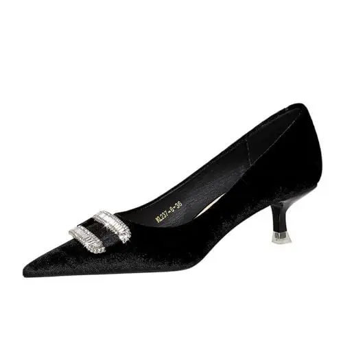 Produktbild: Yawors Damen DC821 Pumps mit Kitten Heel Niedrig Kitten Heel Rutschsicher Festkörper Schwarz - 41.5 EU