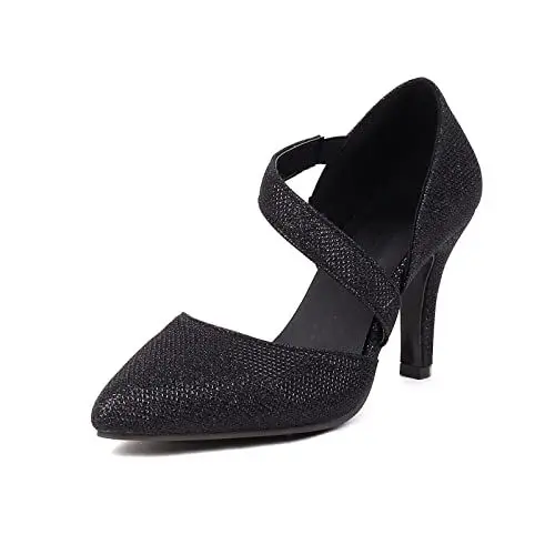 Produktbild: Yawors Damen LC1312 Sandale mit Stiletto Hoch Stiletto Schlüpfen Belt Schwarz - 38 EU