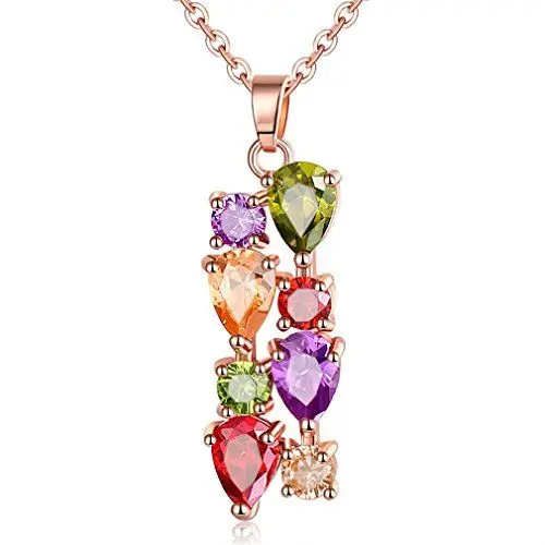 Produktbild: YAZILIND Damen Halskette Farbe Zirkon Rosegold vergoldet Anhänger Kette Schmuck, 45cm