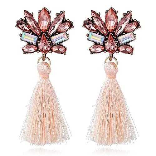 Produktbild: YAZILIND Lange Quaste Ohrringe Elegantes Mädchen Übertrieben Ohr Ringe Dame Schmuck für Frauen Mädchen Hochzeit (Pink)