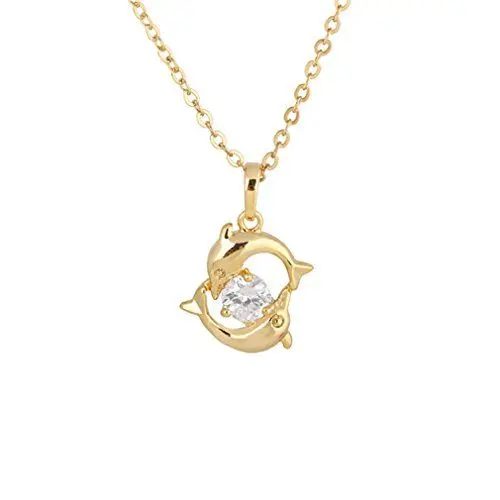 Produktbild: YAZILIND Valentine Geschenk 18K Gold überzog Delphin-Liebe Anhänger Halskette Zirkonia Schmuck