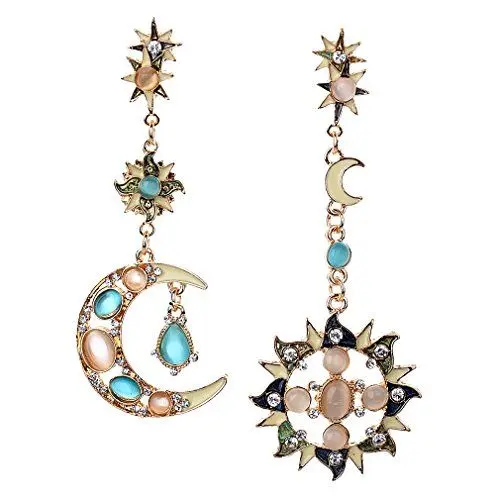 Produktbild: YAZILIND koreanische Art Kristallopal Mond Sonne Entwurfsgold uberzogen Elegante Ohrstecker Schmuck