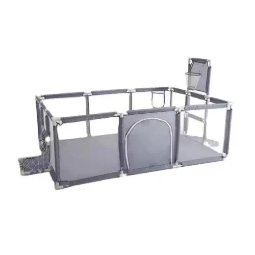 Produktbild: YAZOCO Kinderzaun, 122X180cm Mobiler Zaun Indoor and Outdoor Baby Playpen mit Laufstall Baby Playpens mit Breathable Mesh und Zip Door Mobiler Zaun (grau)