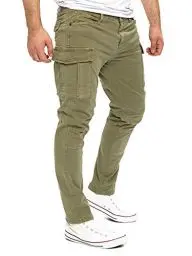 Produktbild: Yazubi Jayden - Herren Cargo Chino Hose - Männer Cargohose Slim Fit - Baumwoll Herrenhose, Grün (Dusky Green 170517), W33/L32