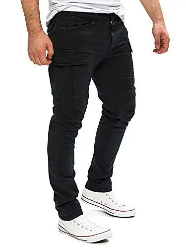 Produktbild: Yazubi Jayden - Cargohosen - Schwarze Herren Hose Mit Gummizug - Cargo Freizeithose Für Männer, Schwarz (Black 4008), W31/L30