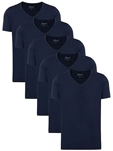 Produktbild: Yazubi Mythic - 5er Pack Herren T-Shirt Mit V-Ausschnitt - Basic Herren Unterzieh Tshirt - Einfarbige Shirts, Blau (Dark Sapphire 194020), XL