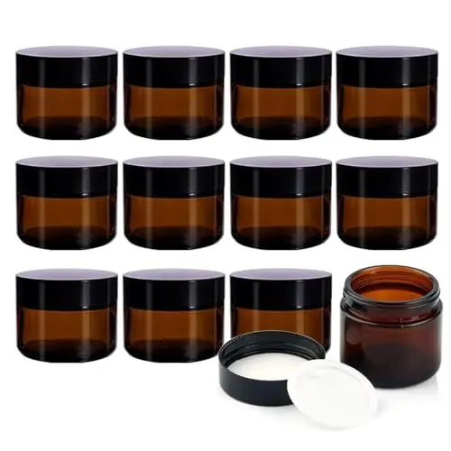Produktbild: YBCPACK 12er Set Braunglas Tiegel 30ml mit Schraubdeckel - Cremetiegel zum Befüllen für Kosmetik, DIY, Salben & Reise | UV-Schutz Glasbehälter Luftdicht & Nachfüllbar(Reisegröße, Spülmaschinenfest)