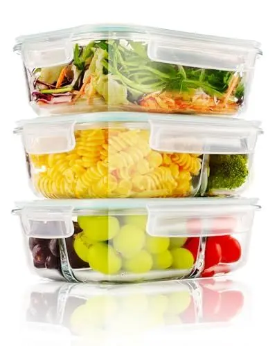 Produktbild: YBCPACK 3er Set 1040ml Meal Prep Boxen Glas 1&2&3 Fächer Glasbehälter mit Deckel - Luftdicht, BPA-Frei, Gefrierschrank und Ofen Sicher Mealprepboxen - Glas Frischhaltedosen für Meal Prep