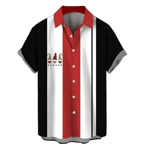 Produktbild: YCBMINGCAN Blitzangebote Holzfällerhemd Hawaii Hemd Männer Weihnachtshemd Herren Kurzarm 3D Druck Weihnachts Freizeithemden für Herren Button Down Weihnachtsshirt Hemd Slim Fit