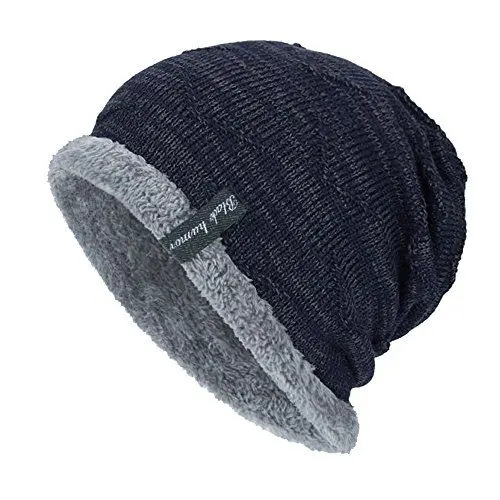 Produktbild: YCBMINGCAN Bommelmütze für Damen am Kopf Stricksicherungsmütze Beanie-Mütze (Navy, One Size)