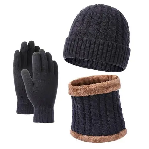 Produktbild: YCBMINGCAN Damen Winter Beanie Mütze Schal Touchscreen Handschuhe Set Winter Gestrickte Warme Mütze Winterschal Touchscreen Handschuhe Mit Schal Und Winterhandschuhen Geschenk Für Frauen