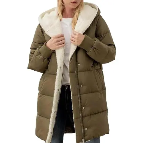 Produktbild: YCBMINGCAN Damen Wintermantel Reversibel Lange Ärmel Fleecejacke Outdoorjacke Wintermantel Wintermantel Damen Sale Winterjacke Schwarz Damen Wintermantel Damen Grosse Grössen