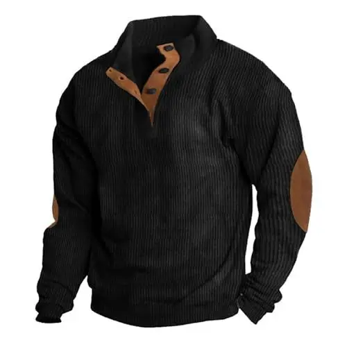 Produktbild: YCBMINGCAN deals of the dayHerren Fleecejacke Ohne Kapuze Sweatshirts Für Herren Pullover Ausschnitt Sweatshirt Herren Ohne Kapuze Langarm Winter Pullover Herren Warm Sweater Rollkragenpullover