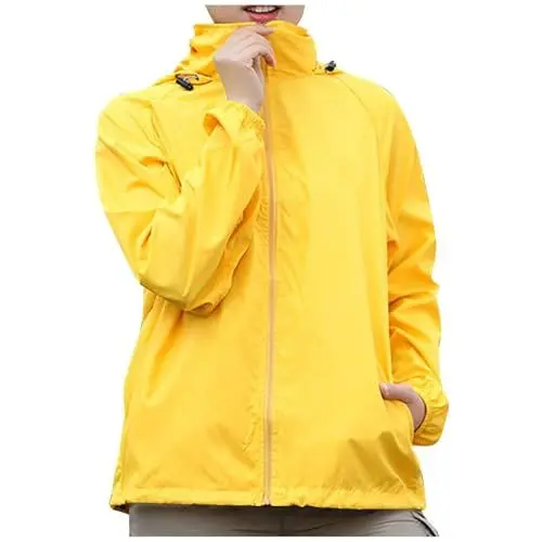 Produktbild: YCBMINGCAN Leichte Regenjacke Damen Regenjacken Für Damen Jacke Winddicht Leichte Regenjacke Übergangsjacke Damen für Radfahrer,Camping,Outdoor,Faltbar Regenmantel Regenponcho (Yellow, M)