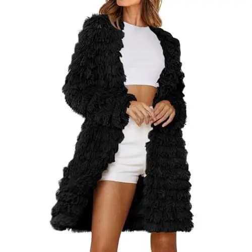 Produktbild: YCBMINGCAN Mantel Einfarbig Mäntel Lange Ärmel Fleecejacke Bequem Wintermantel Mantel Damen Wintermantel Lang Damen Wintermantel Damen Wolle Wintermantel Damen Lang Wolle