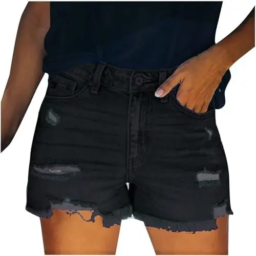 Produktbild: YCBMINGCAN Prime-Day-2025-Angebote Jeans Shorts Damen Denim Bermuda Stretch Retro Hotpants Casual Jeanshose Denim Hosen Strandshorts Jeansshorts Für Sommer Shorts Jeans