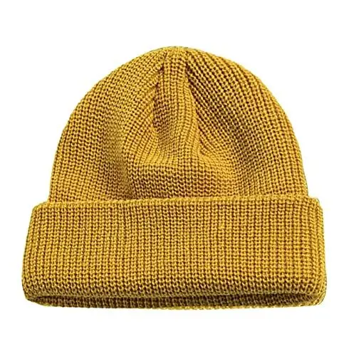 Produktbild: YCBMINGCAN Wintermütze Warme Mütze Strickmütze einfarbig, süße klobige Mützen, gestrickte, superweiche, dehnbare, warme Wintermütze gefütterte Mütze (Yellow, One Size)