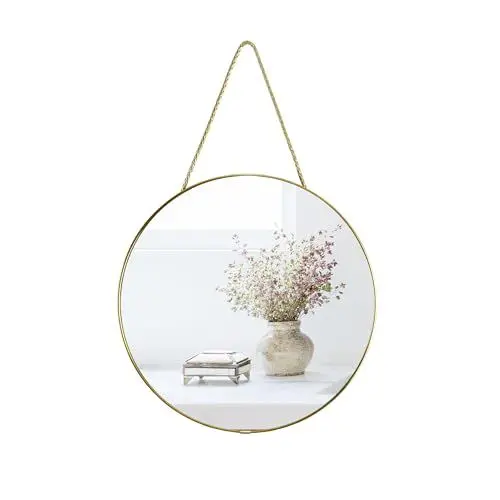 Produktbild: YCHMIR 30 cm Kleiner runder Wandspiegel, goldfarbener Badezimmerspiegel
