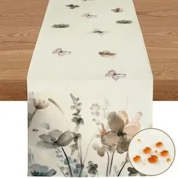Produktbild: YCOLL Deko Frühling Pflanzen Blumen Tischläufer für Küche Esstisch Dekoration - Wasserabweisend, Outdoor Abwaschbar für Esszimmer Party