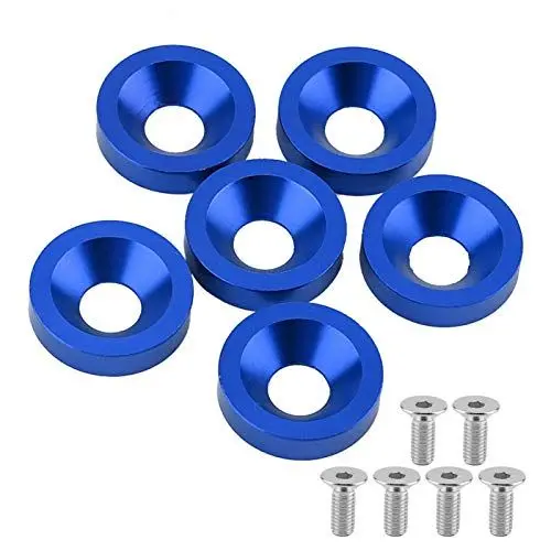 Produktbild: Yctze 6pcs Stoßstange Unterlegscheibe, M8 Kennzeichenrahmen Kotflügel Stoßstange Motorabdeckung Unterlegscheibe/Schraubensatz für Auto/Motorrad (8mm)(Blau)