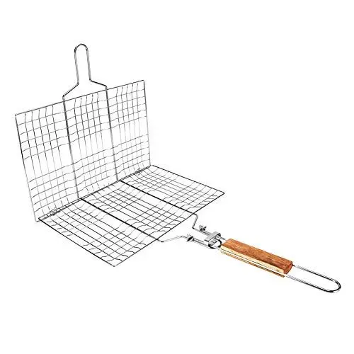Produktbild: FLEXMAN Grillkorb, BBQ Grillnetz, 13,6 Zoll Clip für Gegrillten Fisch mit Anti Verbrühungs Griff, Outdoor Grillzubehör für Fleisch, Gemüse