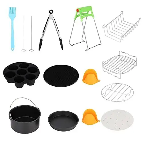 Produktbild: Yctze Luftfritteusen-Kits, 7-Zoll-Universal-12-teilige HEI?luftfritteuse mit Kuchenschale, Kuchenkorb-Zubeh?r F¨¹r Zuhause, Wohnung, B¨¹ro