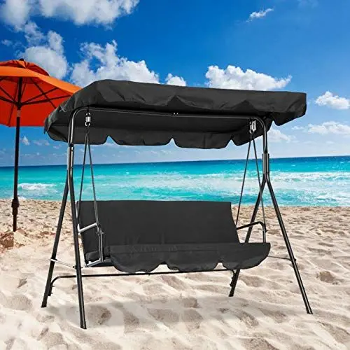 Produktbild: Yctze Regenfester, schützender Doppel-Sonnenschutz für den Außenbereich, Gartenschaukel, Baldachin, Schattentuch – 142 X 120 X 18 cm (Black)