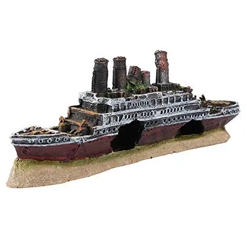 Produktbild: Titanic Lost Wrecked Boat Ship Aquarium Dekoration Ornament Wrack Ornamente Slocme Aquarium Titanic Shipwreck Aquarium Dekorationen Kleines Piratenschiff Ornamente Wrack Kreative