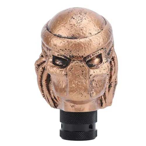 Produktbild: Yctze Totenkopf-Schaltknäufe, Kunstharz, Bequemer Griff, Samurai-Schädel-Schalthebelknauf mit 3 Adaptern für die Meisten Schaltgetriebe, Auto-Schalthebelknauf (Gold)