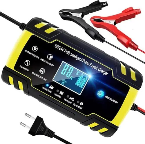 Produktbild: YDBAO Autobatterie Ladegerät 8A12V/24V Smart vollautomatische KFZ Batterieladegerät LCD Bildschirm mit Temperaturkompensation Intelligentes Erhaltungsladegerät für Auto LKW Motorrad Boot Batterien