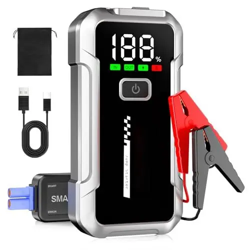 Produktbild: YDBAO Starthilfe Powerbank für pkw 4000A Auto Starthilfe Powerbank für 12V Fahrzeuge (Bis Zu 8,0L Benzin Oder 6,0L Diesel) mit Jumper Bildschirm LED Starthilfekabel für SUV Motorrad Rasenmäher