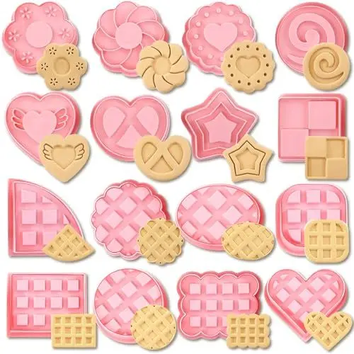 Produktbild: YeahBoom 16 Stück Keksausstecher,Cookie Cutter kinder,Ausstechformen Kinder,Plätzchen Ausstecher,Kekse Formen Ausstecher für Kinder DIY Cookie Fondant Schokoladen Plätzchen Brot