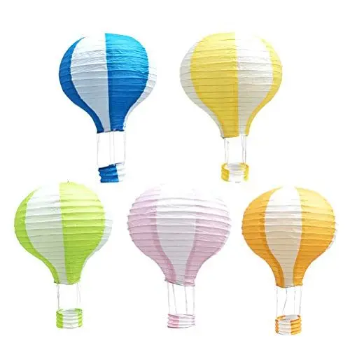 Produktbild: YeahiBaby Hängende Heißluftballon Falten Papierlaterne Deko Papier Lampions Hochzeit Dekorationen 5 STÜCKE 30 cm (Streifen)