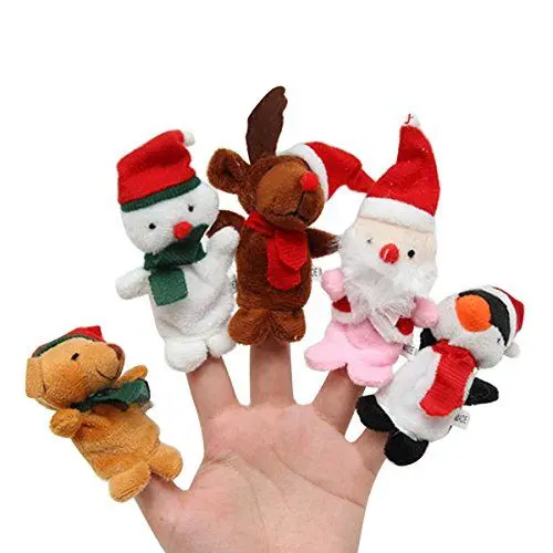 Produktbild: YeahiBaby Weihnachten Fingerpuppen Plüschtier Rentier Bär Pinguin Weihnachtsmann Schneemann Figur Spielzeug Handpuppe 5 Stück